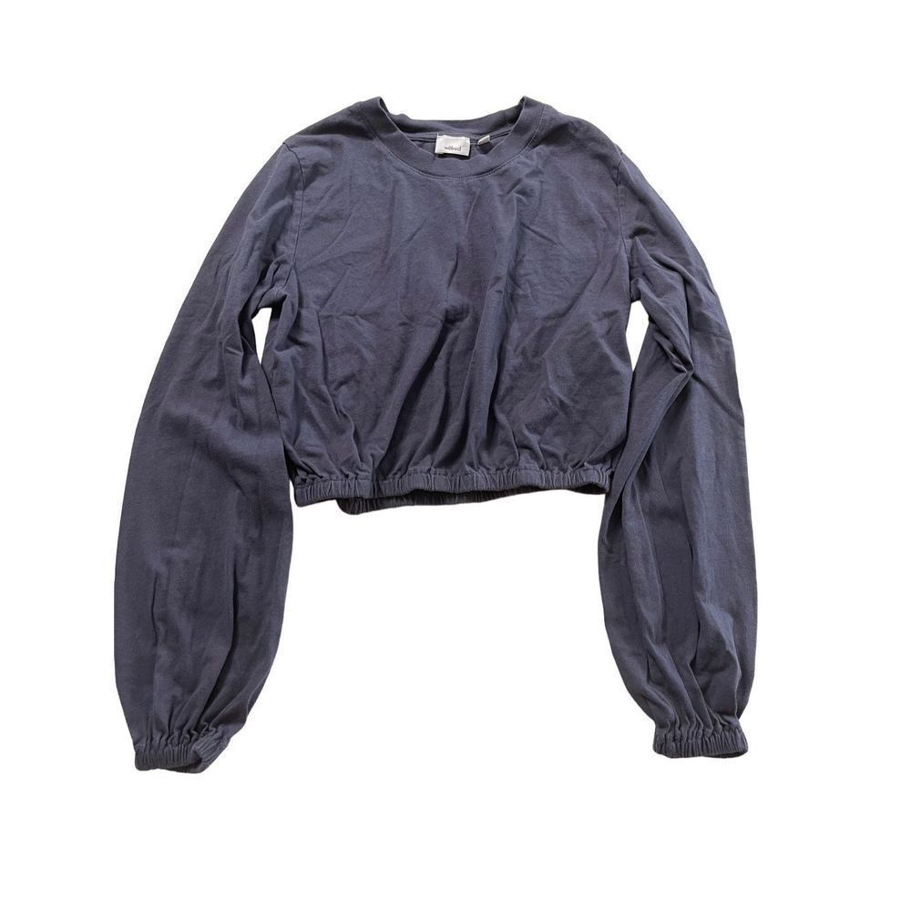 Wilfred Aritzia Grey Long Sleeve Cotton Crop Top size XS